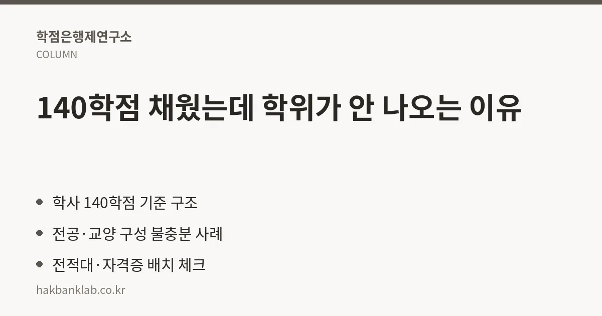 140학점 채웠는데 학위가 안 나오는 이유 핵심 정리