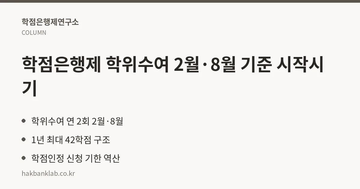 학점은행제 학위수여 2월·8월 기준 시작시기 핵심 정리
