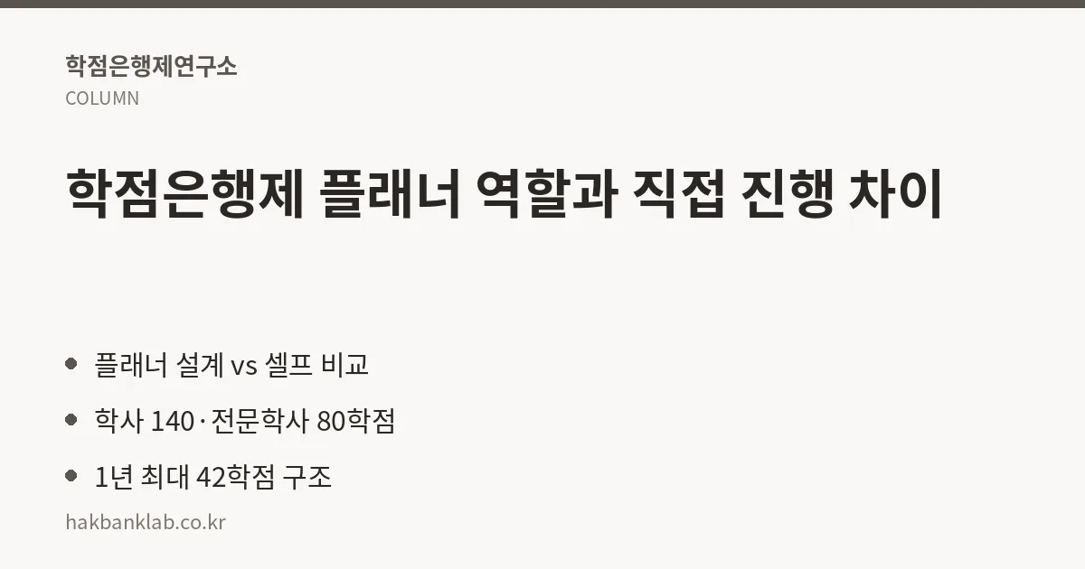 학점은행제 플래너 역할과 직접 진행 차이 핵심 정리