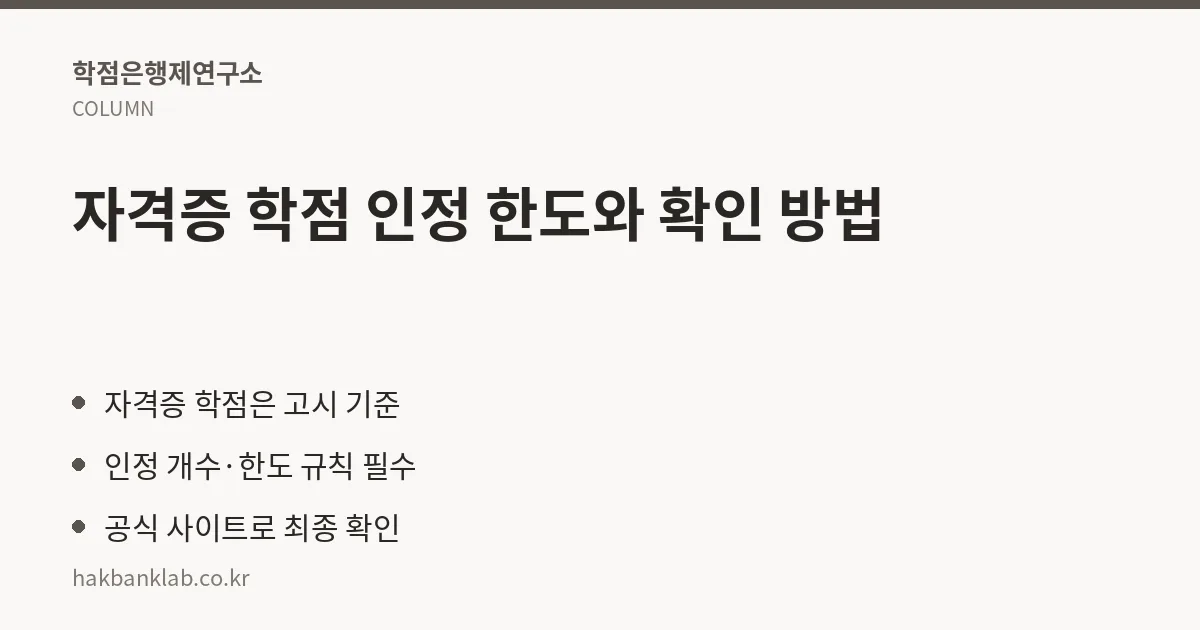 자격증 학점 인정 한도와 확인 방법 핵심 정리