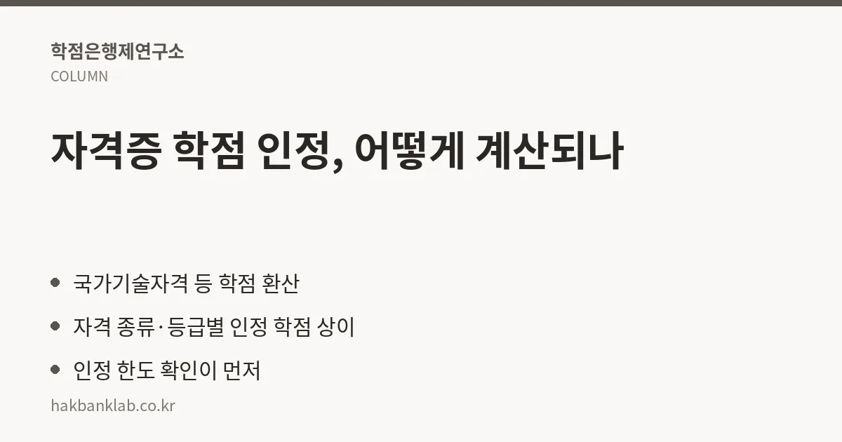 자격증 학점 인정, 어떻게 계산되나 핵심 정리