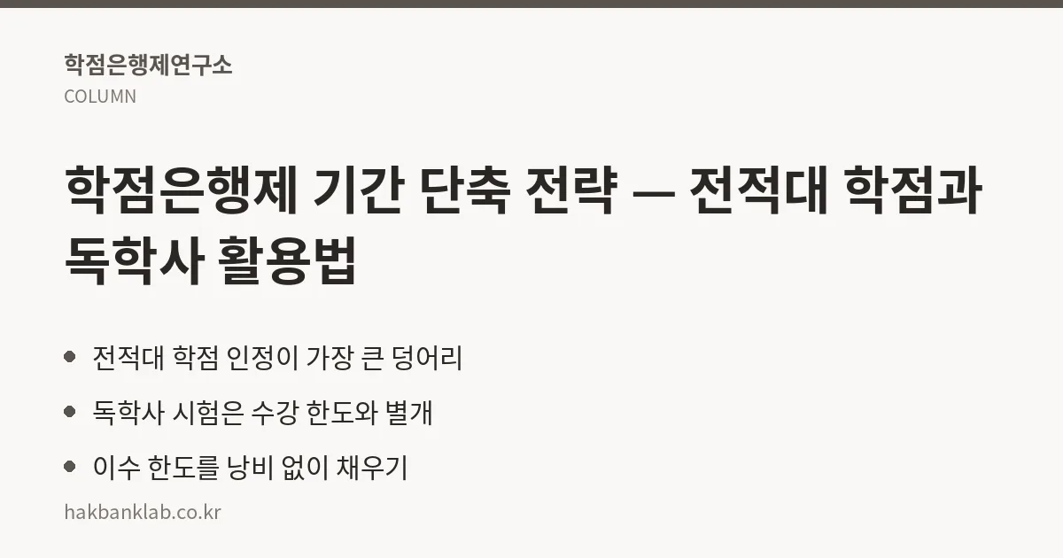 기간 단축 전략: 전적대 학점과 독학사 활용 핵심 정리