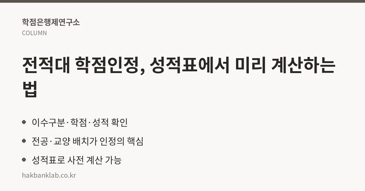 전적대 학점인정, 성적표에서 미리 계산하는 법 핵심 정리